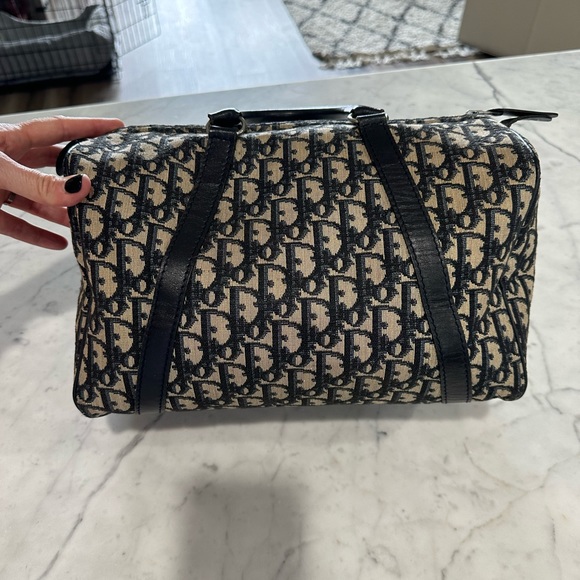 Authentic Christian Dior Boston Bag Trotter Monogram Canvas Blue Leather. EUC - Picture 6 of 17